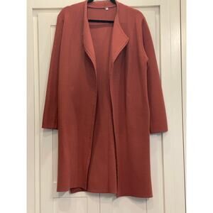 Terracotta knit cardigan, long and compfy sweater Large